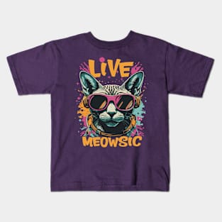Live Meowsic DJ Sphinx Cat Disc Jockey Fun EDM Hiphop Music Kids T-Shirt